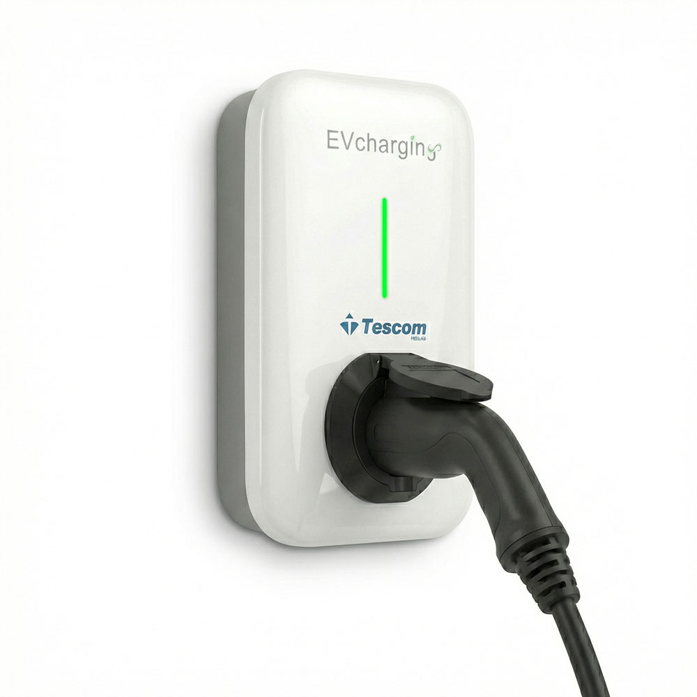 EV CHARGER WALL 1PH 7KW AC CABLE OCPP πλαϊνή όψη
